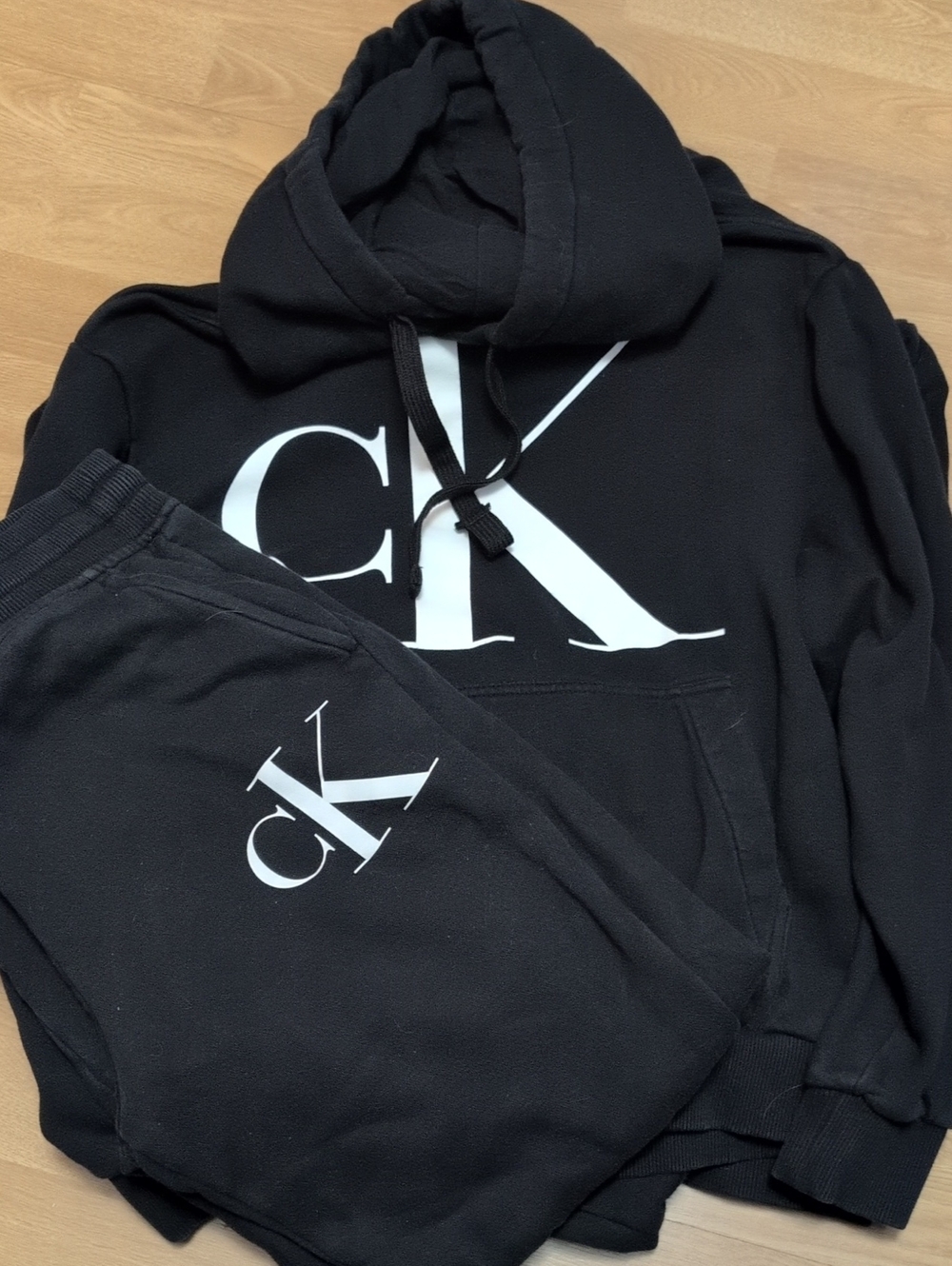 Calvin Klein Black Joggers & Hoodie with White CK Logo